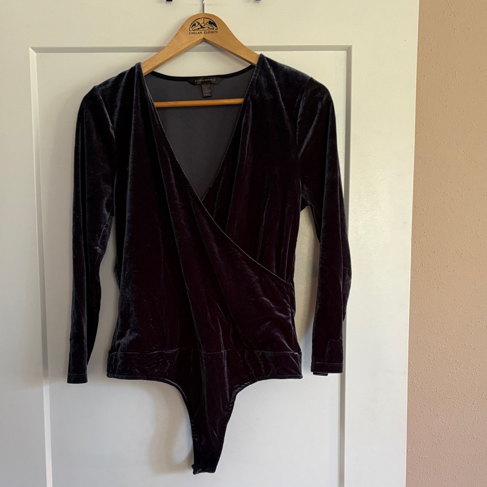 Banana Republic Deep Blue Velvet Bodysuit